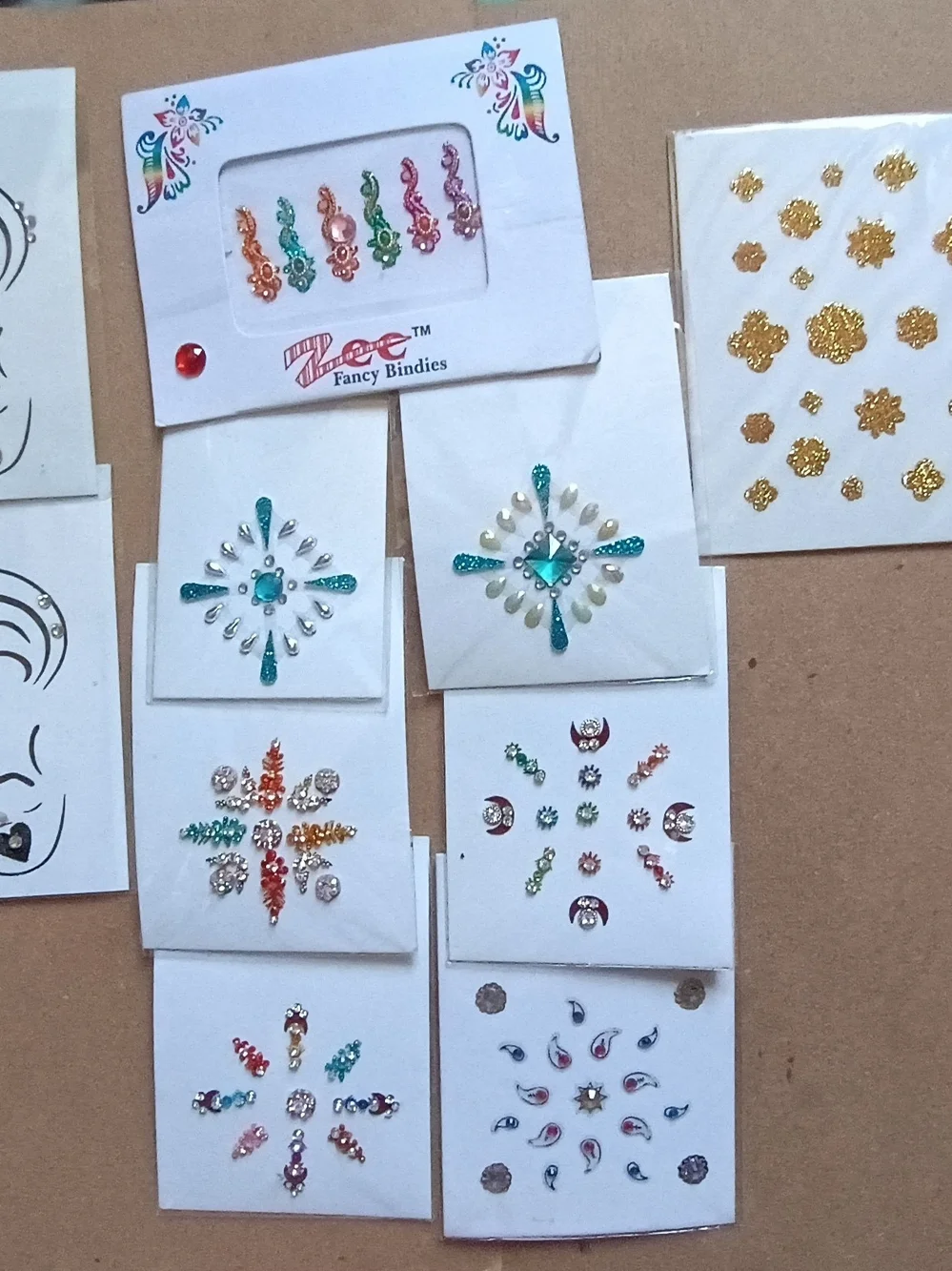 30 Pks - Mixture Of Self Adhesive Tattoos and Crystals Jewels Various Brands